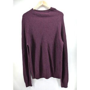 Women Wool‎ Blend Sweater Knit Mock Turtleneck Large Purple Express NEW